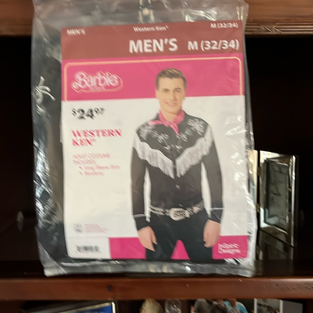 Barbie Western Ken Men's Costume - Black and Pink medium